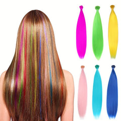 10 Strands Pack Long Straight Synthetic Hair Extensions I Tip Hair Extensions
