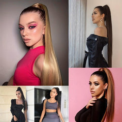 Natural Soft Clip Synthetic Hair Extensions Ponytail Bundle