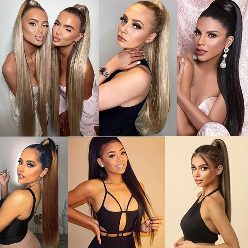 Natural Soft Clip Synthetic Hair Extensions Ponytail Bundle