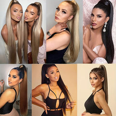 Natural Soft Clip Synthetic Hair Extensions Ponytail Bundle