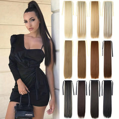 Natural Soft Clip Synthetic Hair Extensions Ponytail Bundle
