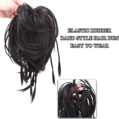 Short Fluffy Chignon with Small Braids Hair Loops