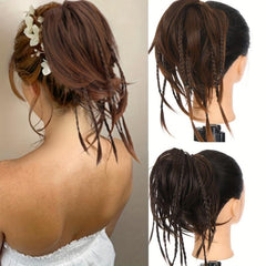 Short Fluffy Chignon with Small Braids Hair Loops