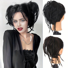 Short Fluffy Chignon with Small Braids Hair Loops