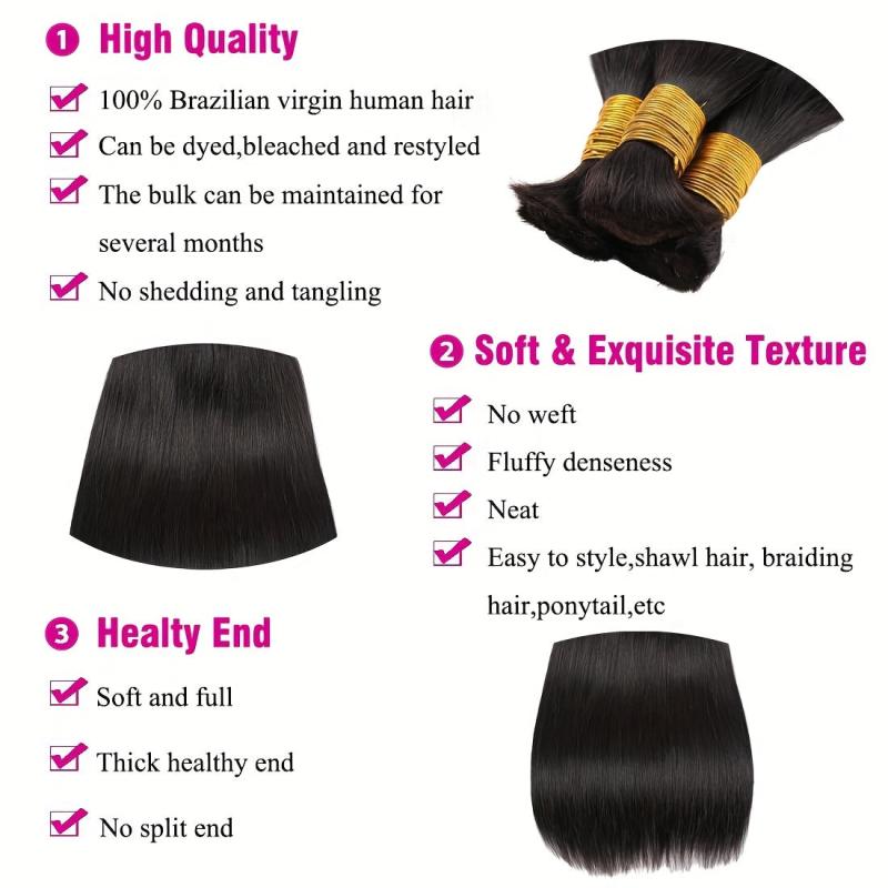 Brazilian Virgin Human Hair Bulk for Braiding 2