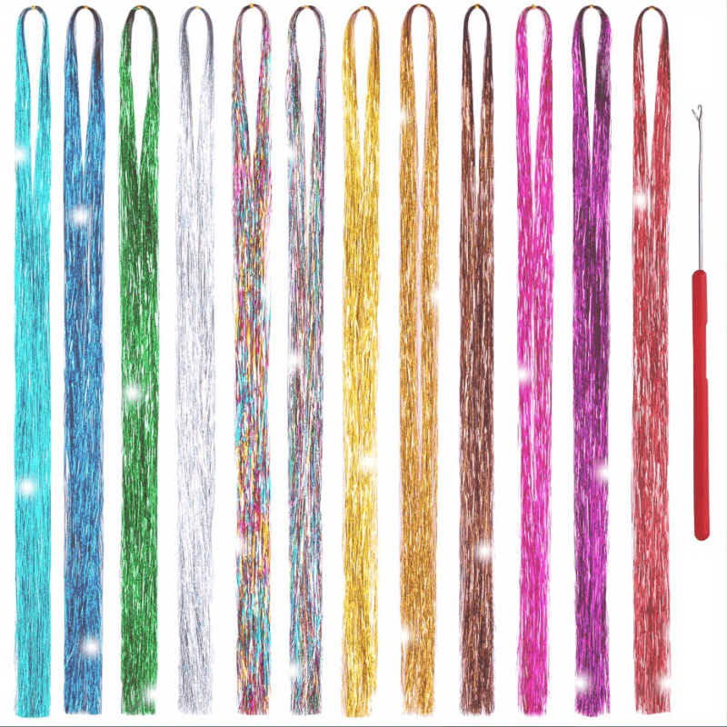 Unisex Hair Strands Kit 40 64 Cm Sparkling Party Hair Extensions