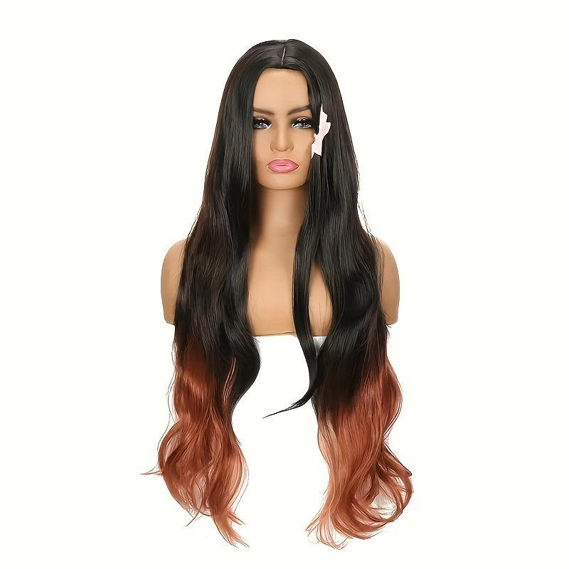 Orange Long Wavy Hair Wig for Cosplay & Halloween