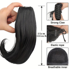 Short Curly Ponytail Extensions Claw Clip In Hair Piece Synthetic Fiber