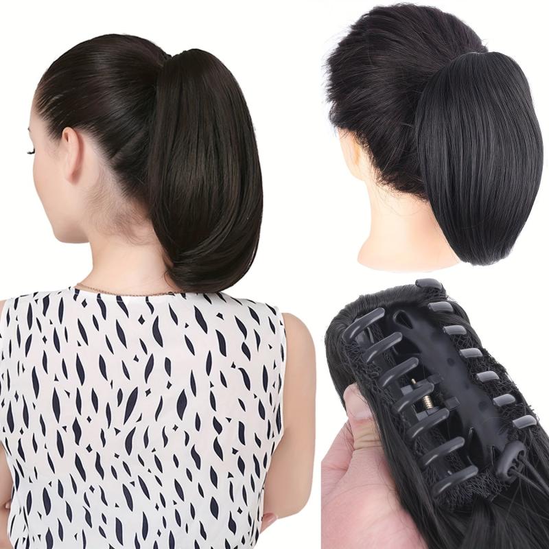 Short Curly Ponytail Extensions Claw Clip In Hair Piece Synthetic Fiber