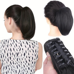 Short Curly Ponytail Extensions Claw Clip In Hair Piece Synthetic Fiber