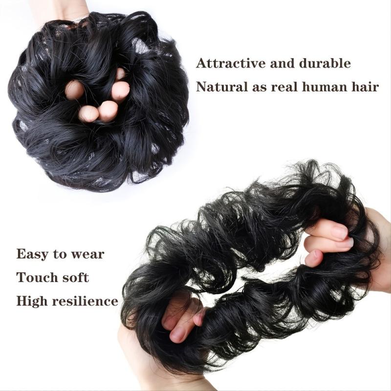 Wavy Curly Ponytail Hair Extensions Messy Bun Hairpiece