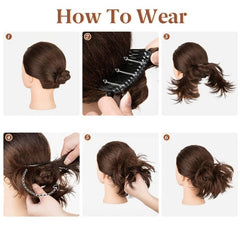 Messy Bun Hair Piece Side Comb Clip Hair Bun Women Short Straight