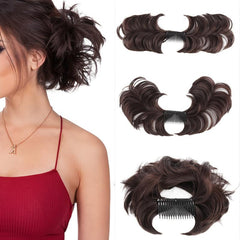 Messy Bun Hair Piece Side Comb Clip Hair Bun Women Short Straight