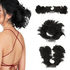 Messy Bun Hair Piece Side Comb Clip Hair Bun Women Short Straight