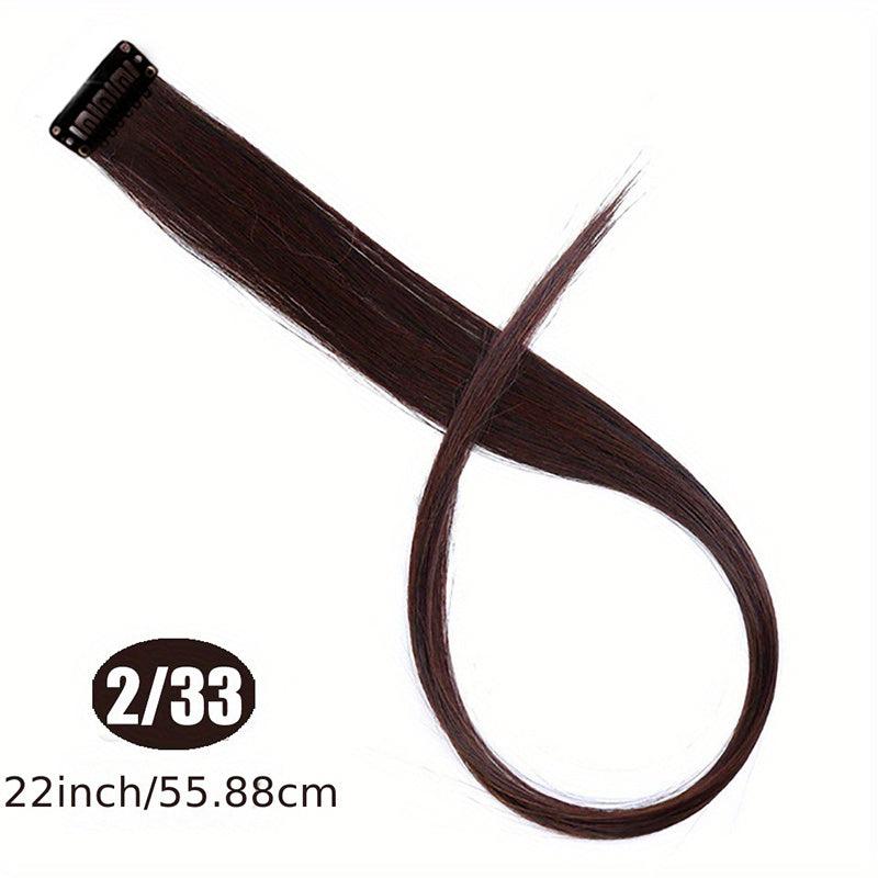 Colorful Clip On Hair Extension Straight Hairpiece High Temp Fiber Hair