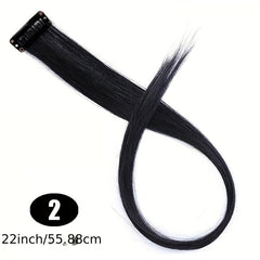 Colorful Clip On Hair Extension Straight Hairpiece High Temp Fiber Hair