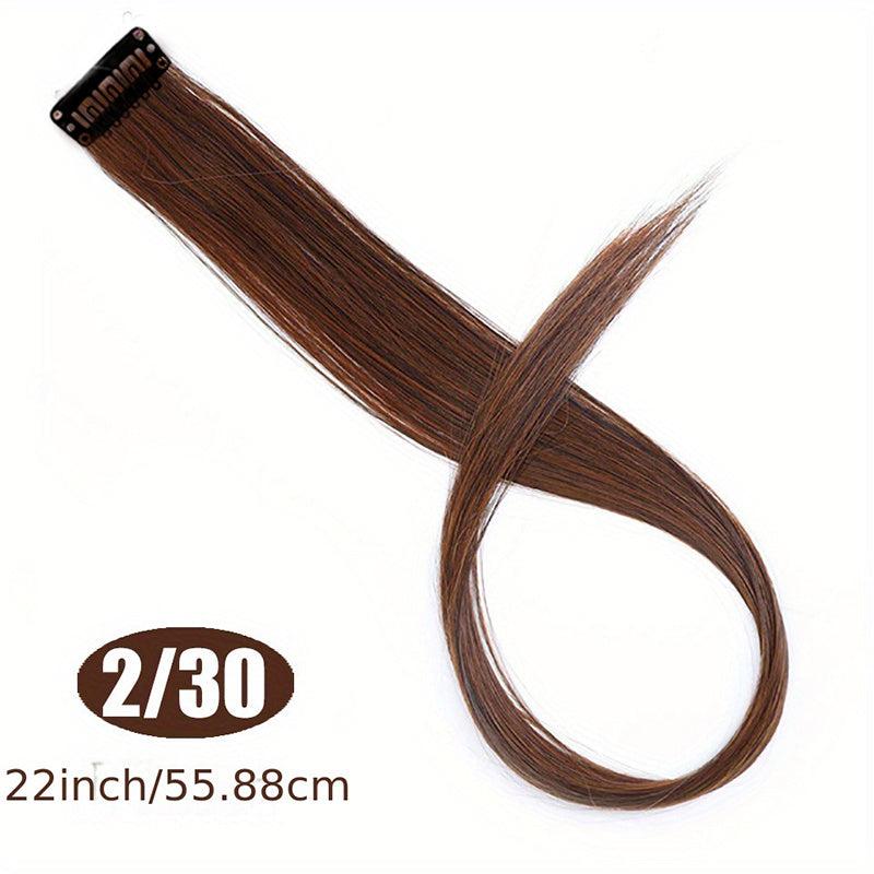 Colorful Clip On Hair Extension Straight Hairpiece High Temp Fiber Hair