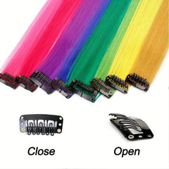 Colorful Clip On Hair Extension Straight Hairpiece High Temp Fiber Hair