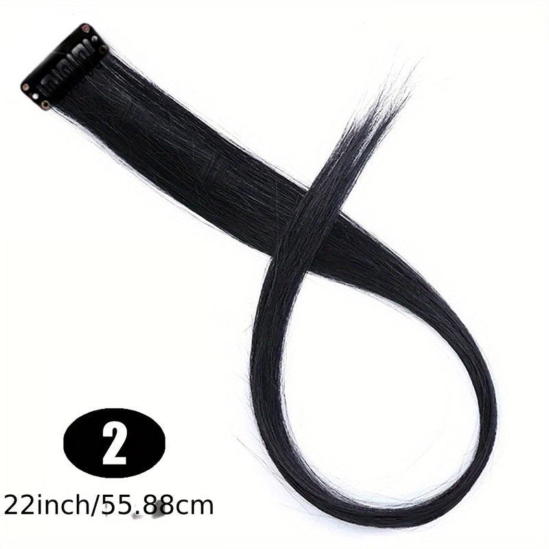 Colorful Clip On Hair Extension Straight Hairpiece High Temp Fiber Hair