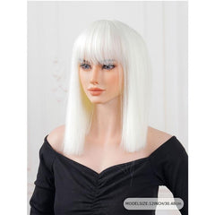 Short Straight Wig With Bangs For Women - Cosplay & Everyday Use - Synthetic Wig