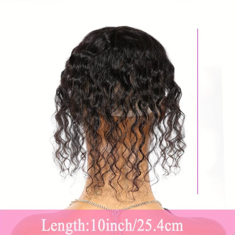 Human Hair Topper Deep Wave Hairpieces With Bangs