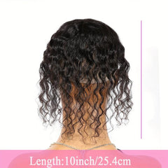Human Hair Topper Deep Wave Hairpieces With Bangs
