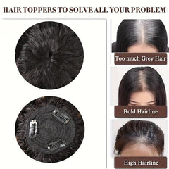 Human Hair Topper Deep Wave Hairpieces With Bangs