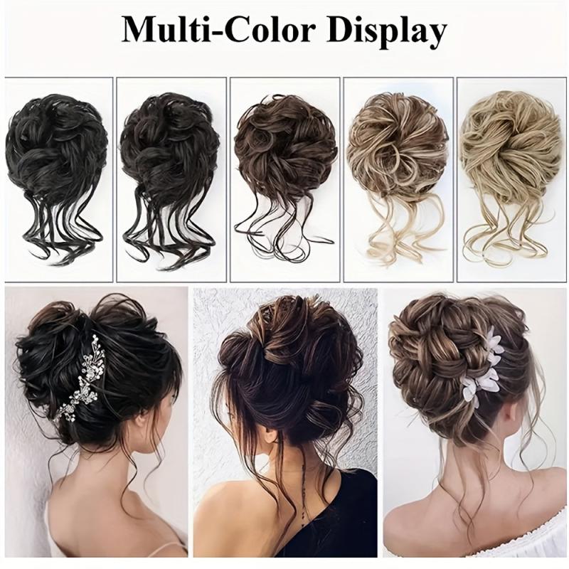 Messy Donut Hair Buns Chignon w/ Hair Rope Synthetic Hair Extensions