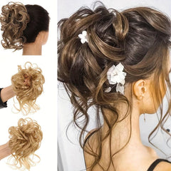 Messy Donut Hair Buns Chignon w/ Hair Rope Synthetic Hair Extensions