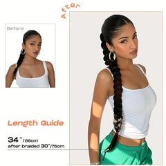 Braided Ponytail Extensions With Elastic Rubber Band Wrap Synthetic Hair