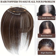 8-12 Inch Human Hair Topper Clip In Hair Piece for Women with Thinning Hair