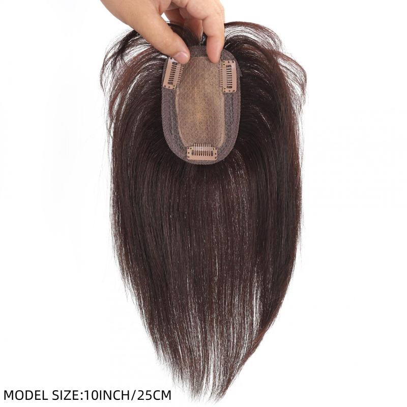 8-12 Inch Human Hair Topper Clip In Hair Piece for Women with Thinning Hair
