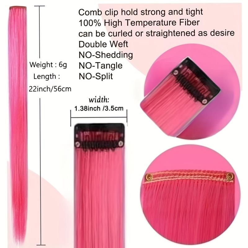 Rainbow Hair Extensions Clip In 55-88 cm Straight