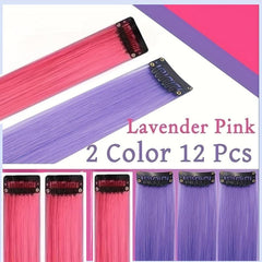 Rainbow Hair Extensions Clip In 55-88 cm Straight