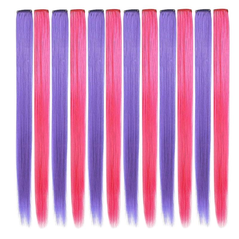 Rainbow Hair Extensions Clip In 55-88 cm Straight