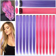Rainbow Hair Extensions Clip In 55-88 cm Straight