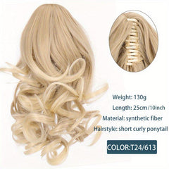 Long Wavy Synthetic Ponytail Hair Extensions Brown Clip for Women
