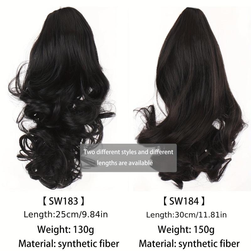 Long Wavy Synthetic Ponytail Hair Extensions Brown Clip for Women