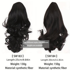 Long Wavy Synthetic Ponytail Hair Extensions Brown Clip for Women