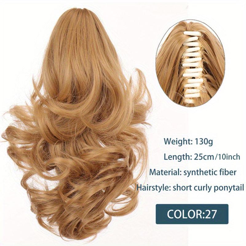 Long Wavy Synthetic Ponytail Hair Extensions Brown Clip for Women