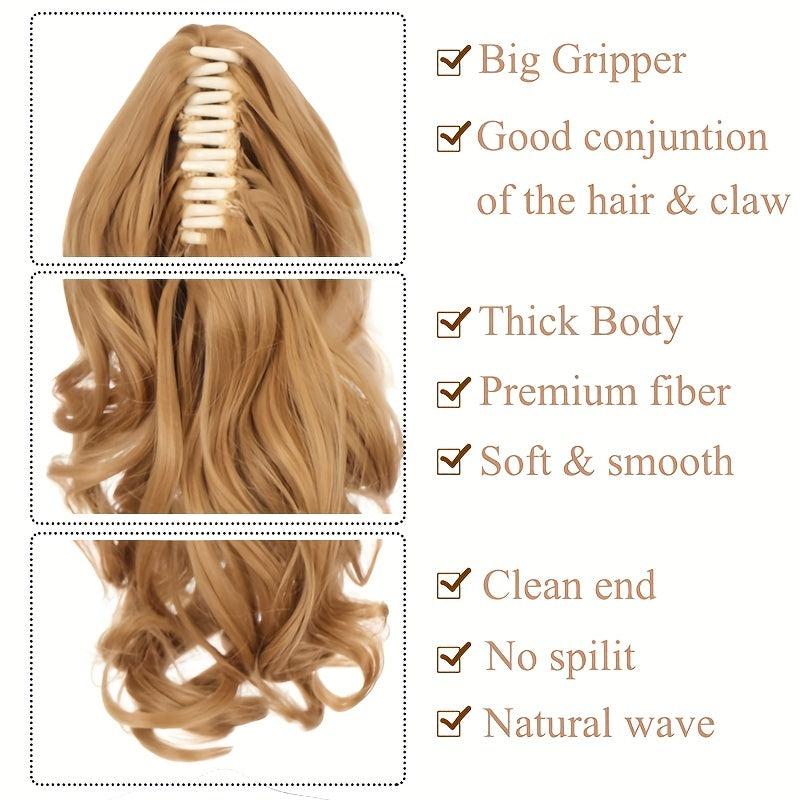 Long Wavy Synthetic Ponytail Hair Extensions Brown Clip for Women