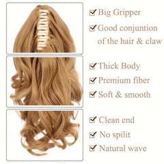 Long Wavy Synthetic Ponytail Hair Extensions Brown Clip for Women