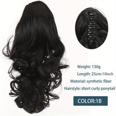 Long Wavy Synthetic Ponytail Hair Extensions Brown Clip for Women