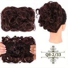 Brown Synthetic Hair Bun Chignon Messy Curly Hair Elastic Scrunchy