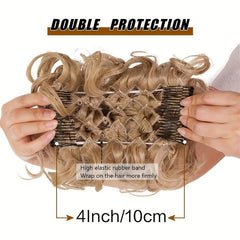 Brown Synthetic Hair Bun Chignon Messy Curly Hair Elastic Scrunchy