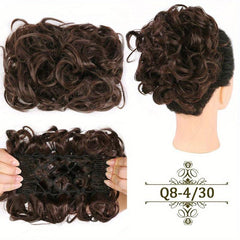 Brown Synthetic Hair Bun Chignon Messy Curly Hair Elastic Scrunchy