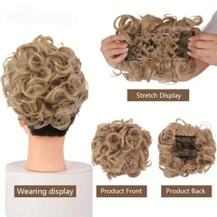 Brown Synthetic Hair Bun Chignon Messy Curly Hair Elastic Scrunchy