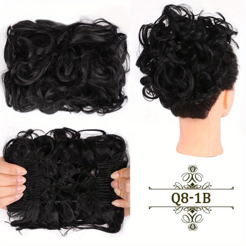 Brown Synthetic Hair Bun Chignon Messy Curly Hair Elastic Scrunchy