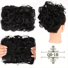 Brown Synthetic Hair Bun Chignon Messy Curly Hair Elastic Scrunchy