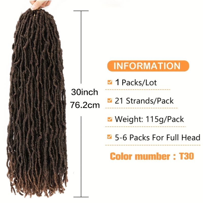44 Cm 2-Tone Faux Locs Crochet Hair Extensions 21 Strands Natural Pre-Looped